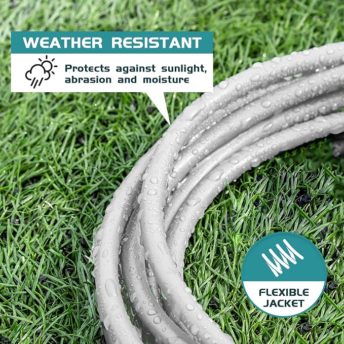 Indoor Outdoor Extension Cord Weatherproof, UL Certified, 16 Gauge 8FT White 3 - Image 4
