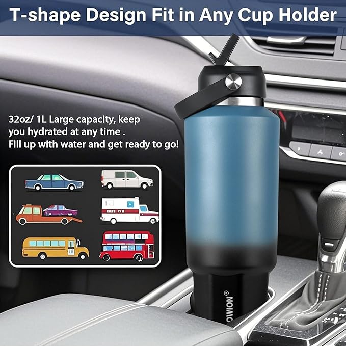 HYDROWION 32 oz Insulated Water Bottle, Car Water Bottle Holder - Image 2