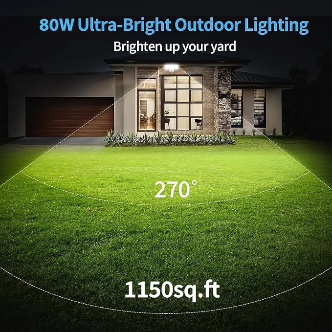 Olafus 80W Flood Lights Dusk to Dawn Outdoor Lighting, IP65 Waterproof LED - Image 4