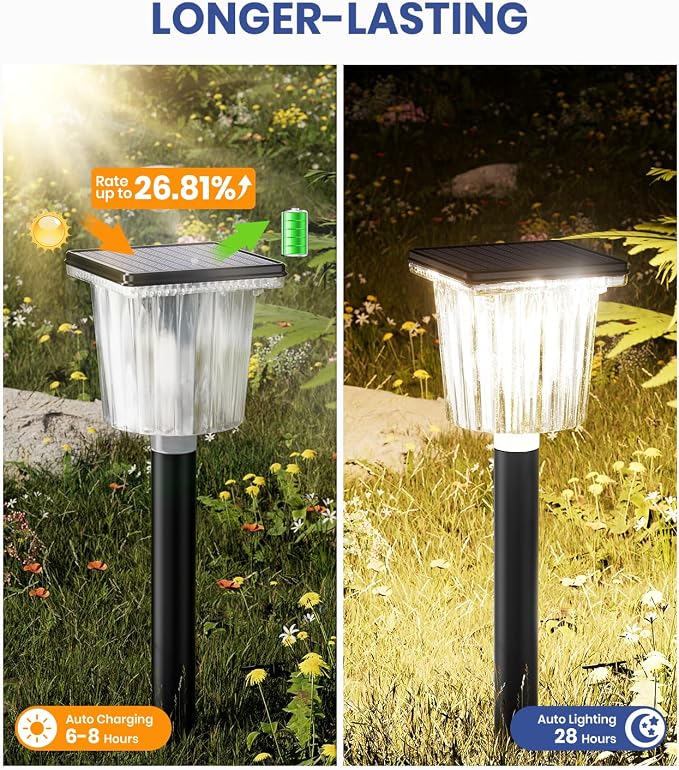 Upgraded Solar Lights Outdoor Waterproof 6 Pack, Adjustable Warm&Cool White - Image 5