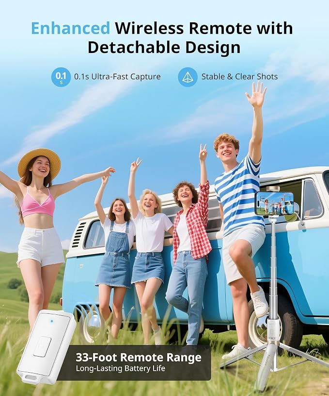 Fuloview 72'' Selfie Stick for iPhone, Tripod Wireless Remote for Selfies - Image 3