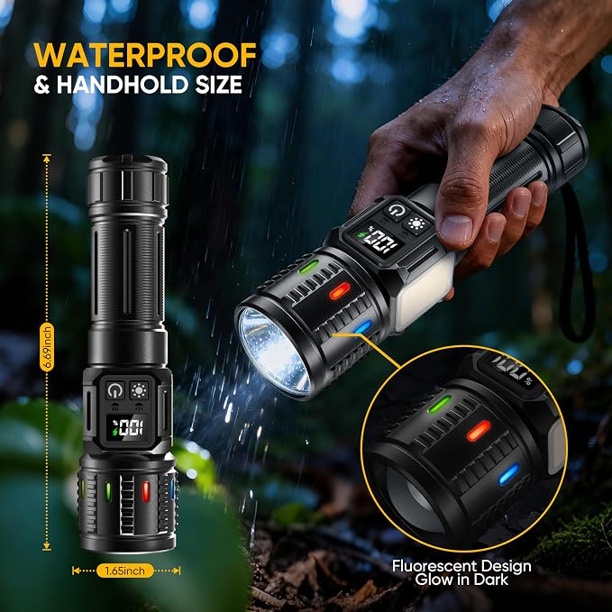 Rechargeable Flashlights High Lumens 100, Super Bright LED Flash Light Long - Image 5