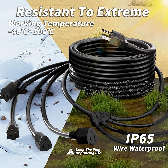 PlugSaf 1 to 4 Splitter Outdoor Extension Cord - Image 4