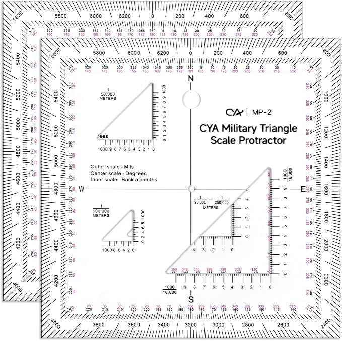 Zonon 2 Pcs 5 Inch Military Map Protractor Military Style Utm/mgrs Coordinate by Zonon