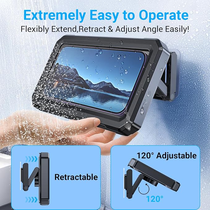 Coolpow Shower Phone Holder Waterproof【480°Rotatable】Retractable Adjustable - Image 6