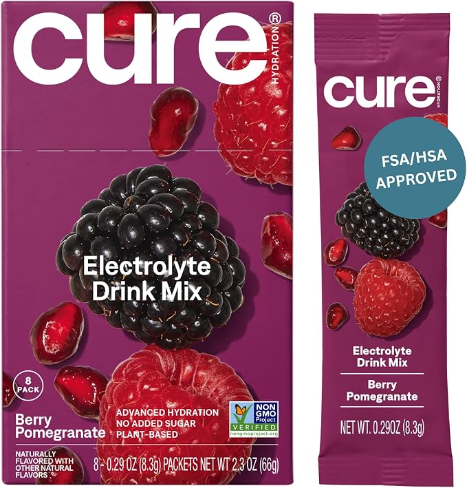 Cure Hydration | Plant-Based Electrolyte Drink Mix | No Added Sugar | FSA-HSA | by CureHydration