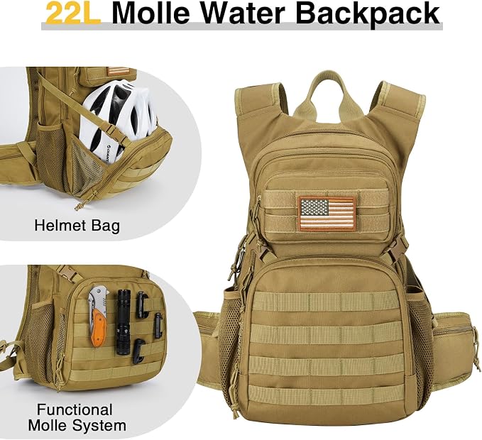 CVLIFE Hydration Backpack with 3L TPU Tactical Water Bladder, 22L Hiking - Image 2