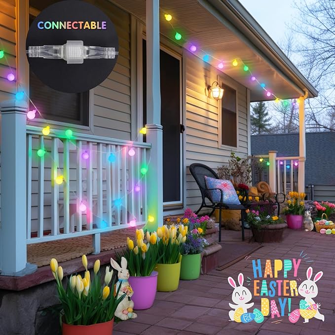 JMEXSUSS 100 LED Connectable Easter Lights String Indoor, 33 ft Globe String - Image 9