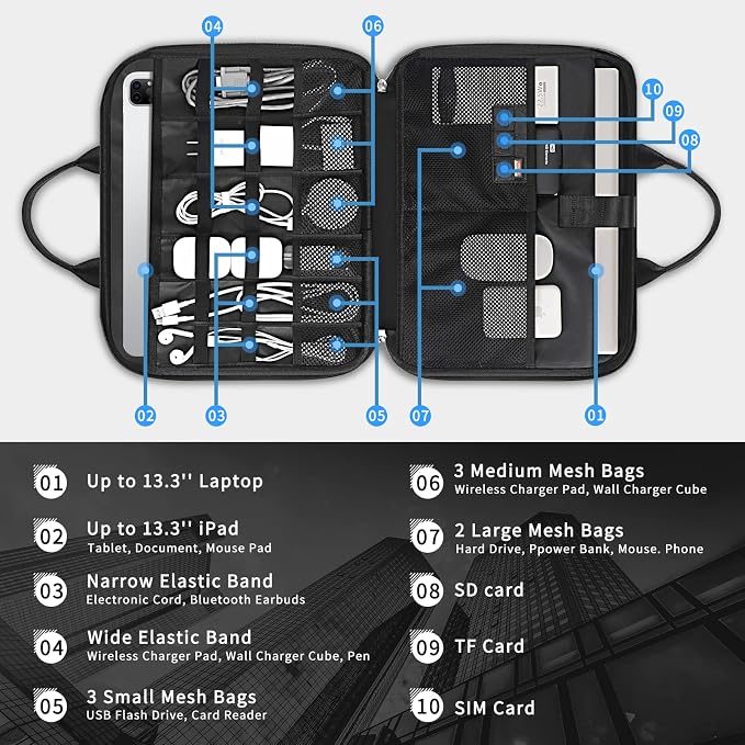 Simpolor 13.3’’ Laptop Case Sleeve, Electronic Organizer Waterproof Laptop Bag - Image 3