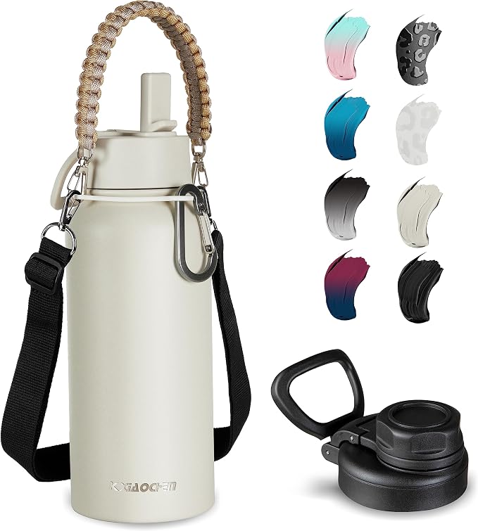 KXIAOCHEN Insulated Water Bottle, Stainless Steel Water Bottle, 2 Lids by KXIAOCHEN