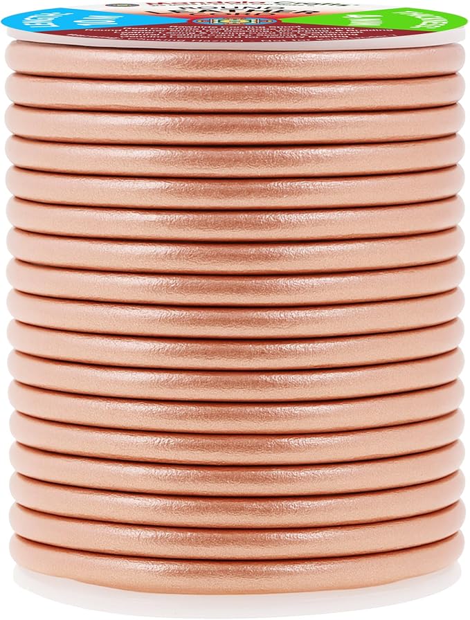 Mandala Crafts Round Genuine Rose Gold Leather Cord - Image 2