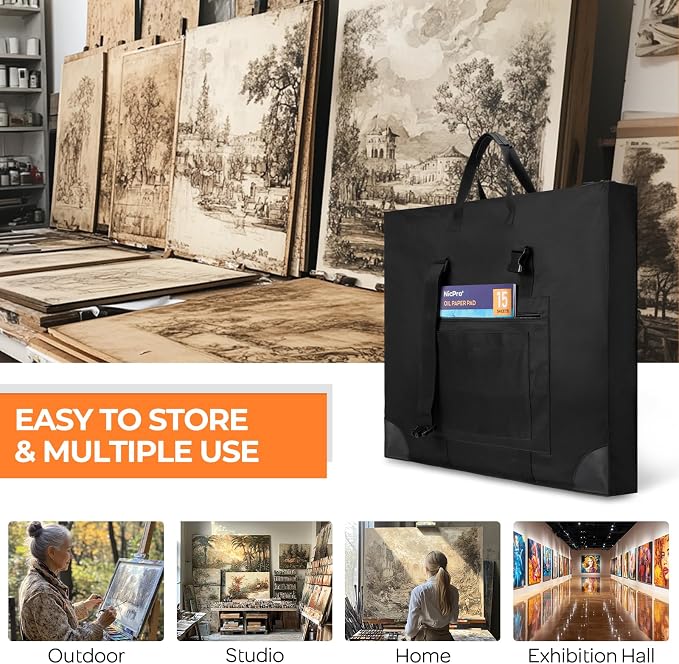 Nicpro Large Size Art Portfolio Case, Artist Portfolio Tote Bag - Image 8