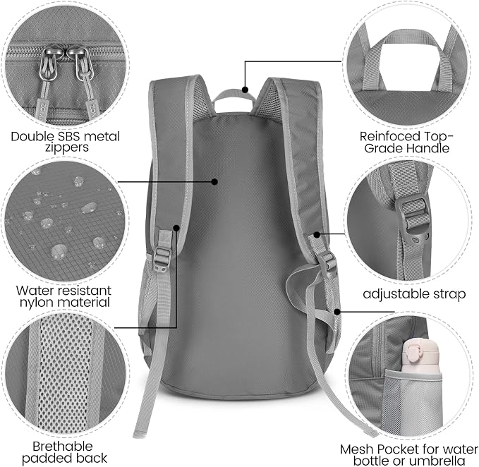 ZOMAKE Lightweight Packable Backpack 28L, Foldable Backpacks Water Resistant - Image 4