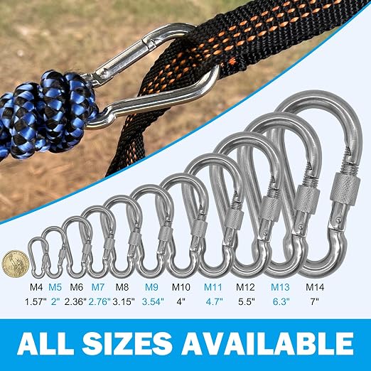 304 Stainless Steel Carabiners -4.7 inch Heavy Duty, Durable & Rust-Free Clips - Image 5