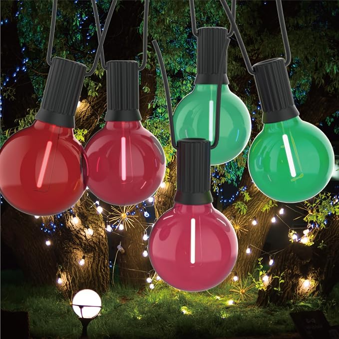 Meconard G40 Colored LED String Light Bulbs, Shatterproof LED 1 Watt Globe - Image 6