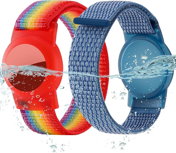 Waterproof Bracelet for Airtag Kids 2 Pack, Soft Nylon Hidden Air Tag Wristband by Ztobny