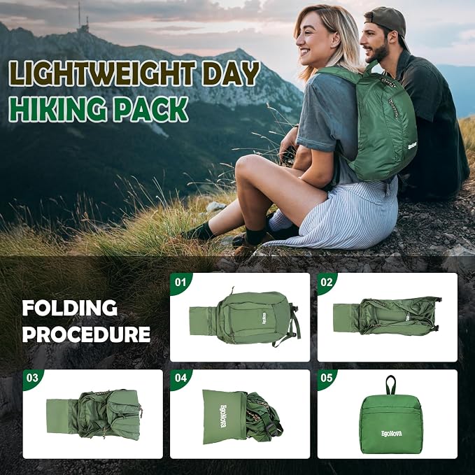 12L Ultralight & Thin Packable Daypack, Small Foldable Hiking Backpack Travel - Image 7
