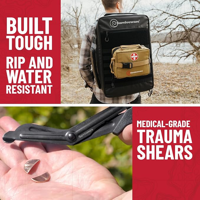 Surviveware 119 Pcs Comprehensive Premium Survival First Aid Kit - Image 8