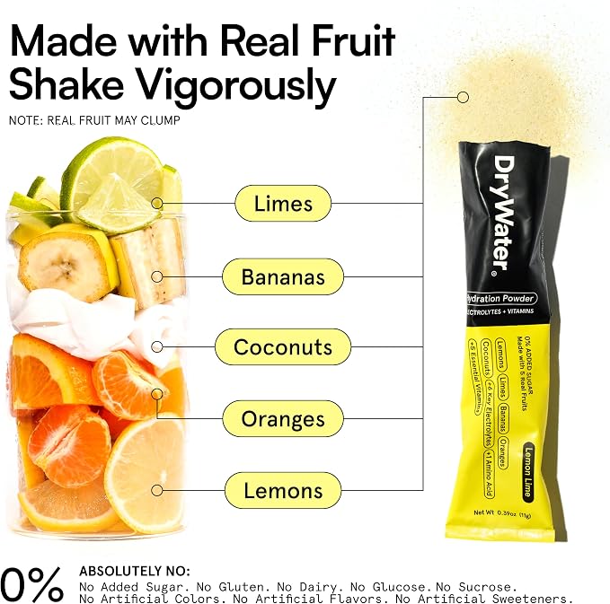 DryWater Electrolyte Powder Packets, Lemon Lime - Image 2