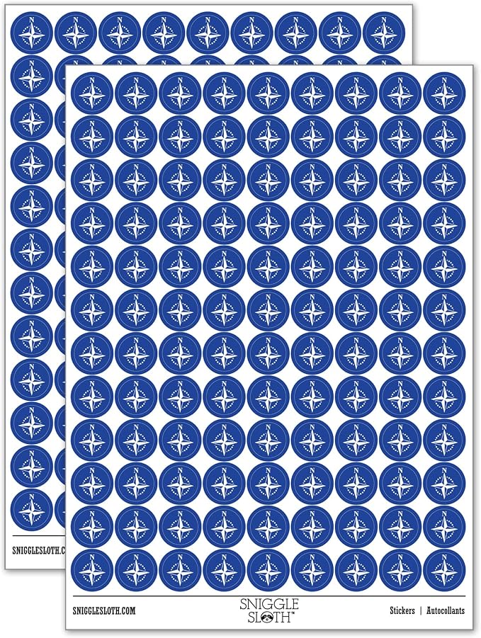 Compass Rose Nautical Star Navigation Map 200+ Round Stickers by Sniggle+Sloth