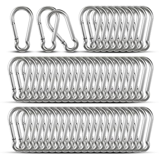 Small Carabiner Clip Hooks, Galvanized Iron Spring Snap Hook Fits Camping Hiking by KINLINK
