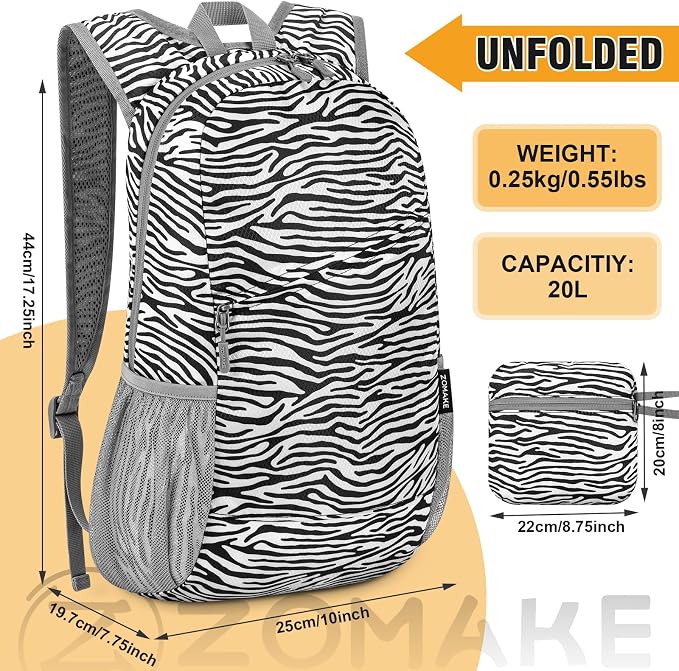 ZOMAKE Lightweight Packable Backpack, Foldable Backpacks Small Daypack - Image 3