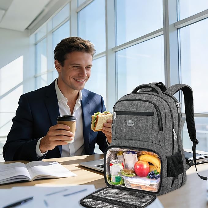 MATEIN Laptop Backpack with Lunch Box, 18 Inch Gray Mens Work Backpack - Image 8