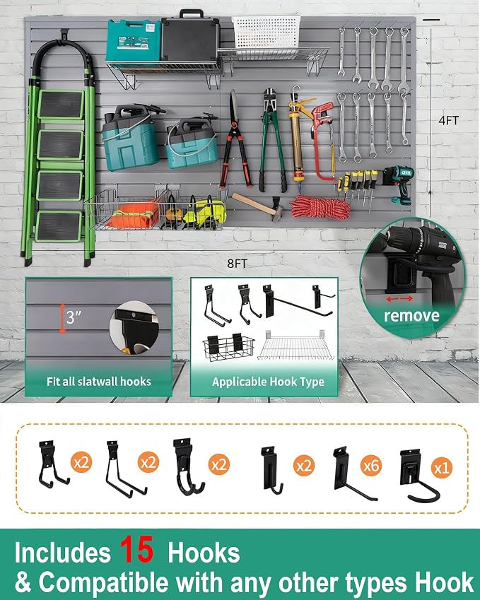 FRAYSCENT Slat Wall Paneling Garage Slat Wall Storage Systems Slatwall Panels - Image 2