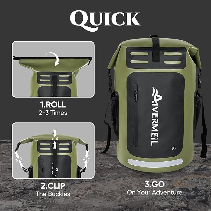 Waterproof Dry Bag with Waterproof Phone Case Green - Image 5