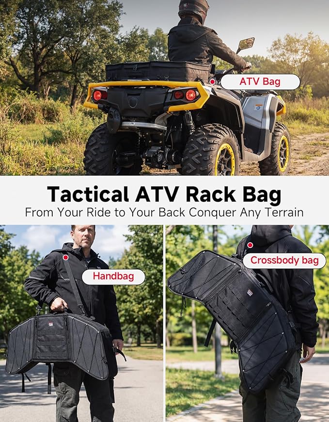KEMIMOTO Portable ATV Front Rear Rack Bag UTV Cargo Bed Storage, Flat Gear Box - Image 2