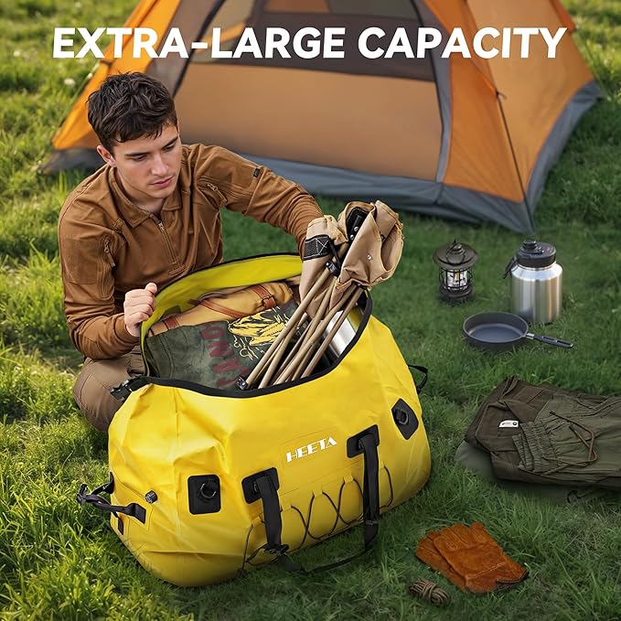 HEETA Waterproof Duffel Bag Motorcycle Dry Bag Backpack, 60L/80L Extra Large - Image 2