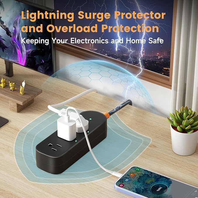Outdoor Power Strip Weatherproof 6 FT Extension Cord Waterproof Surge Protector - Image 4