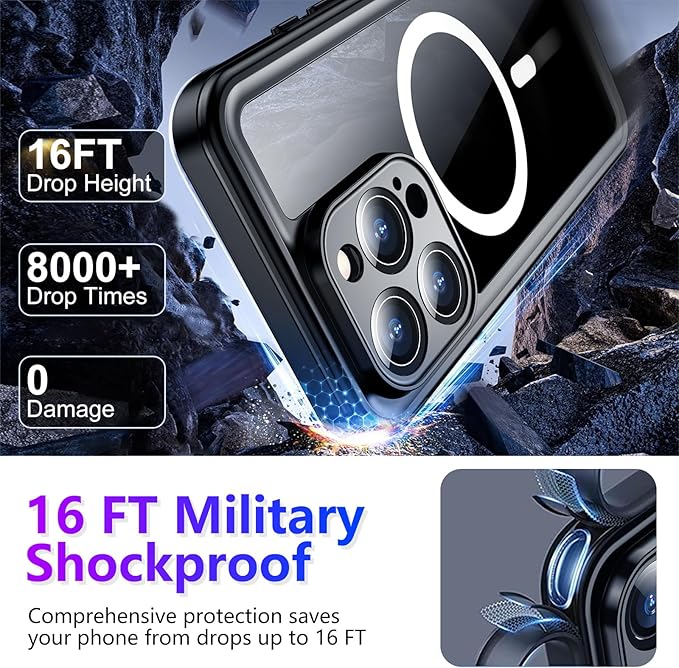 Temdan Compatible with iPhone 16 Pro Case Waterproof, Compatible with MagSafe - Image 4
