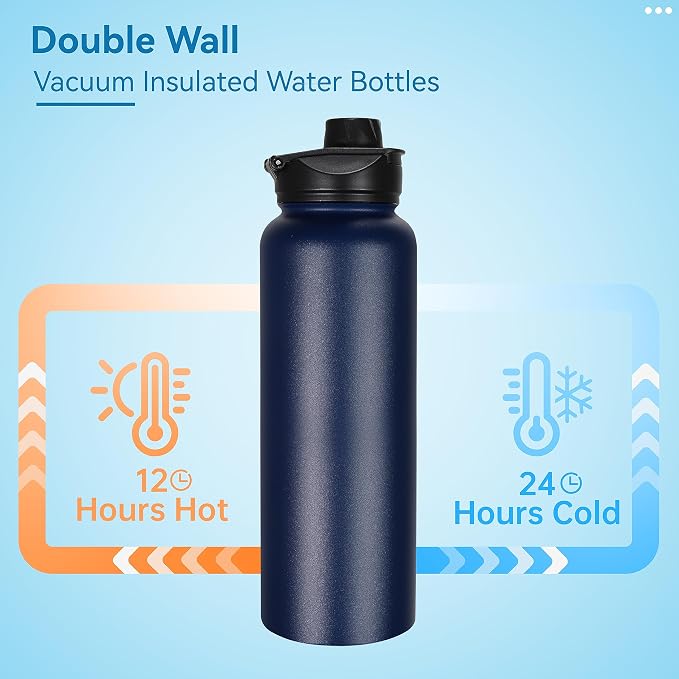 VEGOND 40 oz Insulated Stainless Steel Metal Water Bottle - Image 3