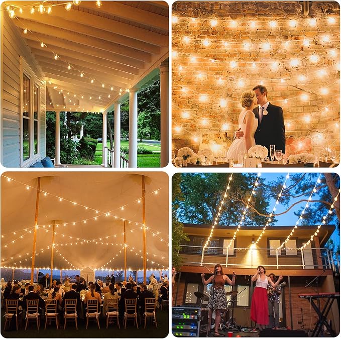 50FT LED G40 Globe String Lights White, Shatterproof Outdoor Patio String - Image 7