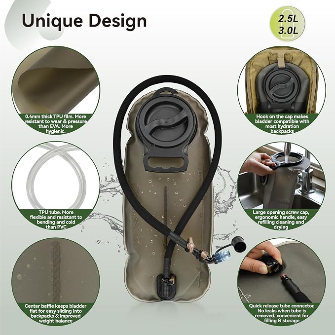 MARCHWAY 2L/2.5L/3L TPU Hydration Bladder, Ultra Durable Water Reservoir Bag - Image 3
