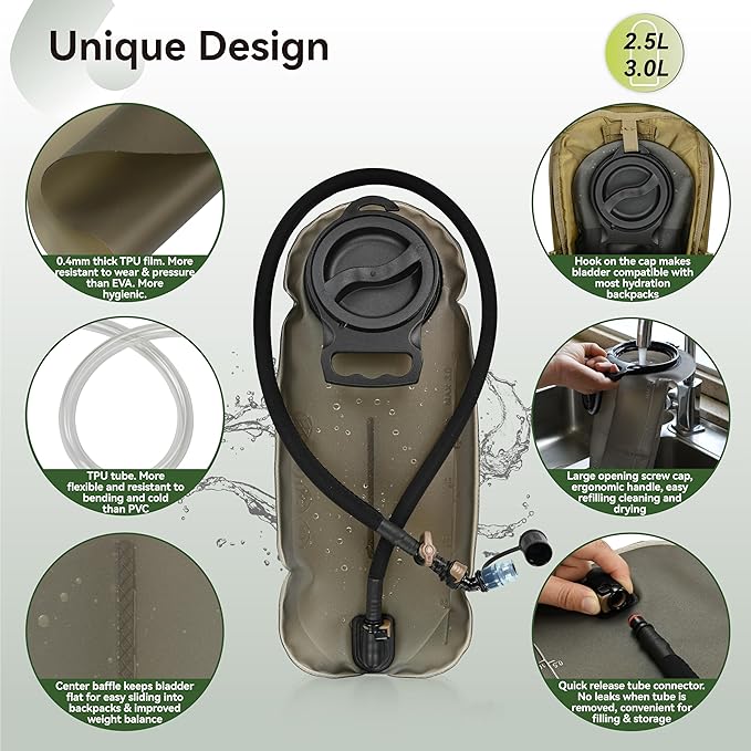 MARCHWAY 2L/2.5L/3L TPU Hydration Bladder, Ultra Durable Water Reservoir Bag - Image 3