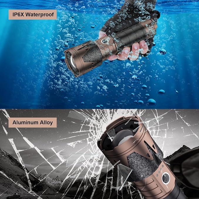 SKYFIRE Rechargeable Flashlight, 5000 Super Bright Tactical Flashlights High - Image 6
