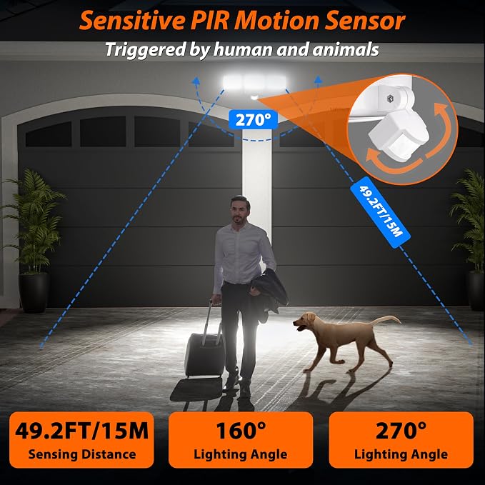 AIXPI Battery Powered Motion Sensor Outdoor Lights, 1500LM Flood Light IP65 - Image 2