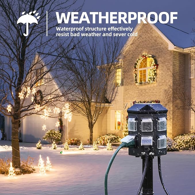 TiFFCOFiO Outdoor Power Stake Timer, 100FT Remote Control, Dusk to Dawn - Image 4