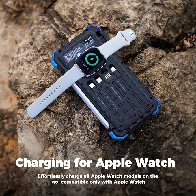 BLAVOR Solar Power Bank 20000mAh Built-in Cables, Wireless Charger - Image 4