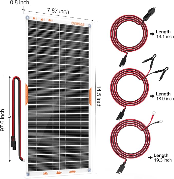 OYMSAE White 10W Solar Car Battery Charger Portable 12V Trickle Battery Charger - Image 4