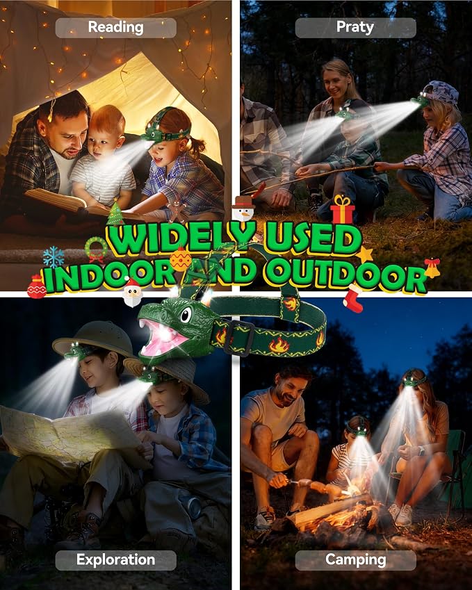 LED Dinosaur Headlamp for Kids, Children's Toy Flashlight Dinosaur Toys for Age - Image 4