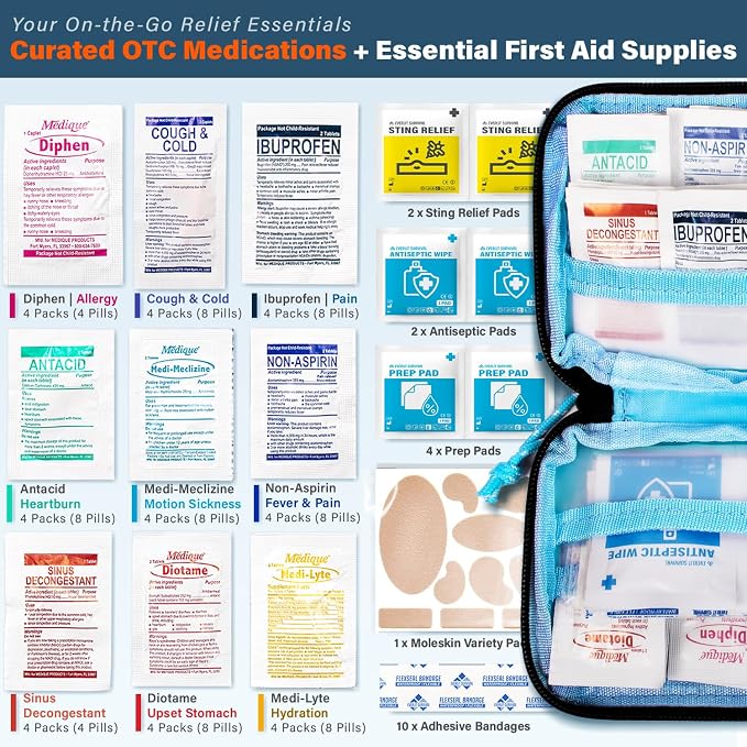 EVERLIT CARE Travel Essential Medicine First Aid Kit I Bonus Medical Supplies I - Image 2