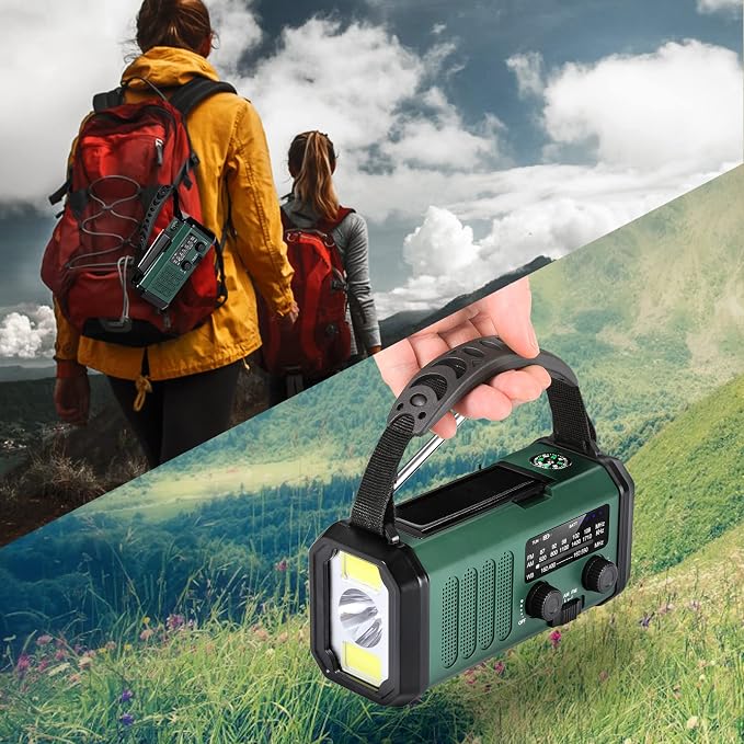 NOAA Emergency Weather Radio, Best Portable 10000mAh Battery/Hand Crank/Solar - Image 7
