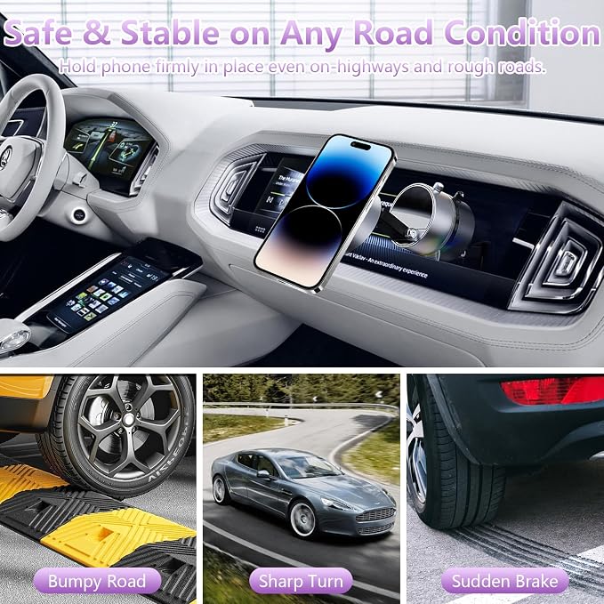 Vacuum Magnetic Phone Holder, Foldable Magnetic Suction Phone Mount, 360° - Image 3