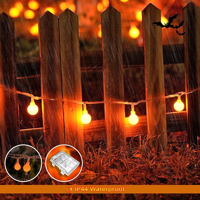 JMEXSUSS 100 LED Orange Globe String Lights Battery Operated, 33ft 8 Modes - Image 7