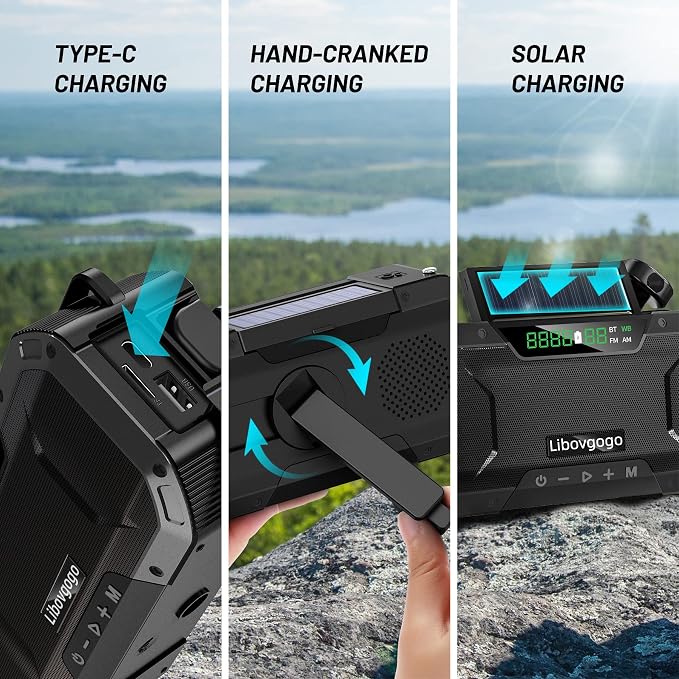 Emergency Radio Waterproof Bluetooth Speaker, Portable AM FM Radio - Image 4