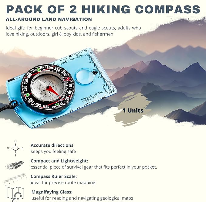 Trekker's Compass Crew Orienteering Compass, Magnetic Navigation Set - Image 3