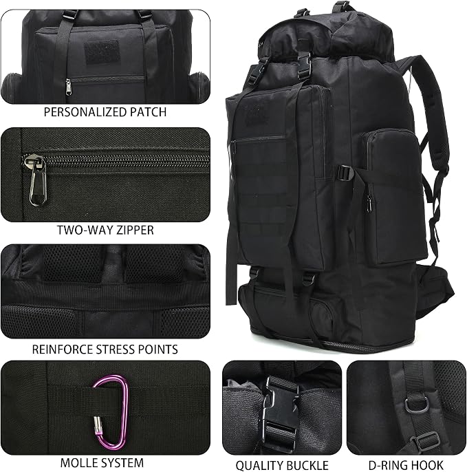 Hiking Backpack for Men 70L/100L Camping Backpack Military Rucksack Molle 3 - Image 6